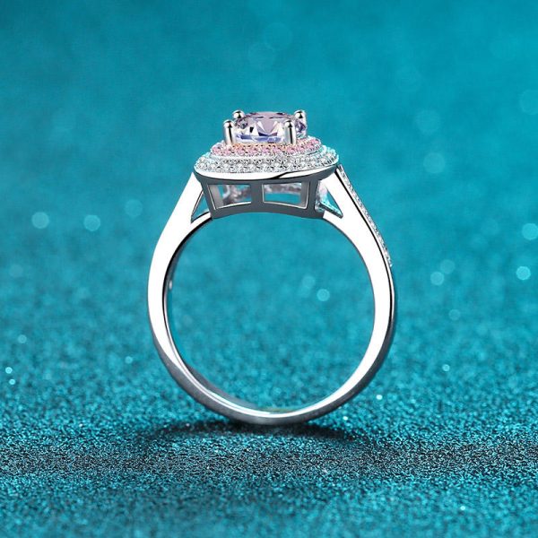 AZ407-J  CZ 925 Sterling Silver Shiny Moissanite Finger Ring Geometric Design For Women Girls Party Accessories Jewelry - Image 4
