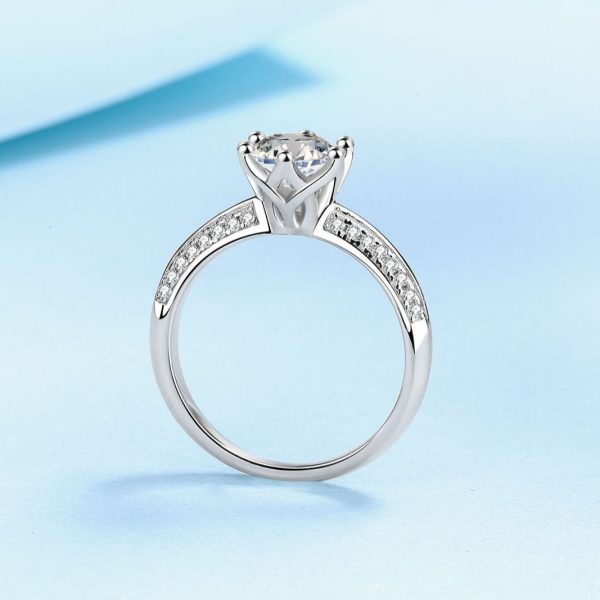 AZ420-J Twisted Buckle Single Row Platinum Rings for Women, Cluster Crown Single Pt950 Fine Jewelry Moissanite Ring Lady GRA Certified - Image 3