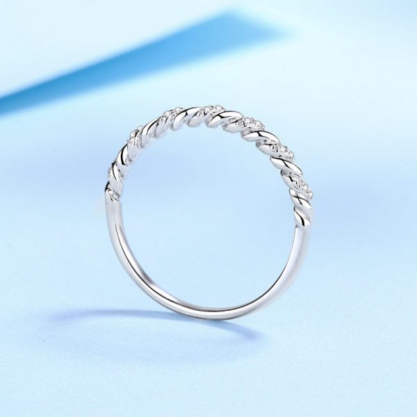 AZ458-J Moissanite S925 Silver Ring for Women Plated Pt950 Princess Diamond Cut Wedding Band Valentine's Day Gift Wholesale - Image 3