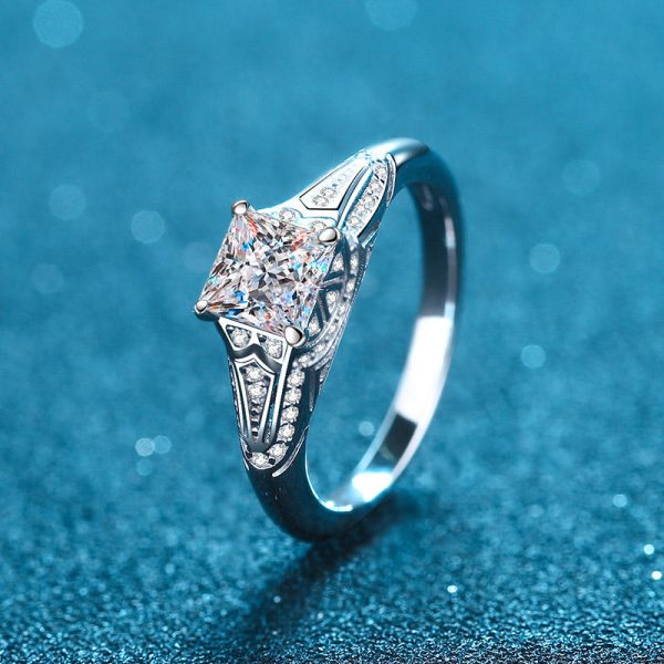 AZ539-J 2ct Square Shape Moissanite Ring for Charm Lady 925 Sterling Silver Luxury Wedding Ring  Fine Jewelry Wholesale Gift - Image 3