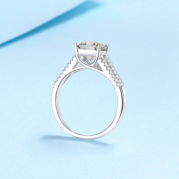AZ550-J 18k White Gold Double Halo Platinum Pt950 Rings for Women with 2ct Moissanite Sparkle Fine Jewelry Gift - Image 3