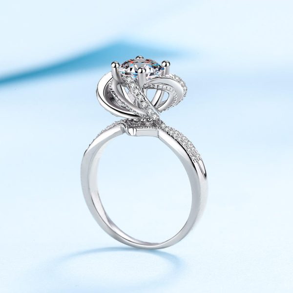 AZ280-J S925 Silver Moissanite Rings D Class 2 Carat Retro White Personality Women Ring Jewelry Accessories - Image 3