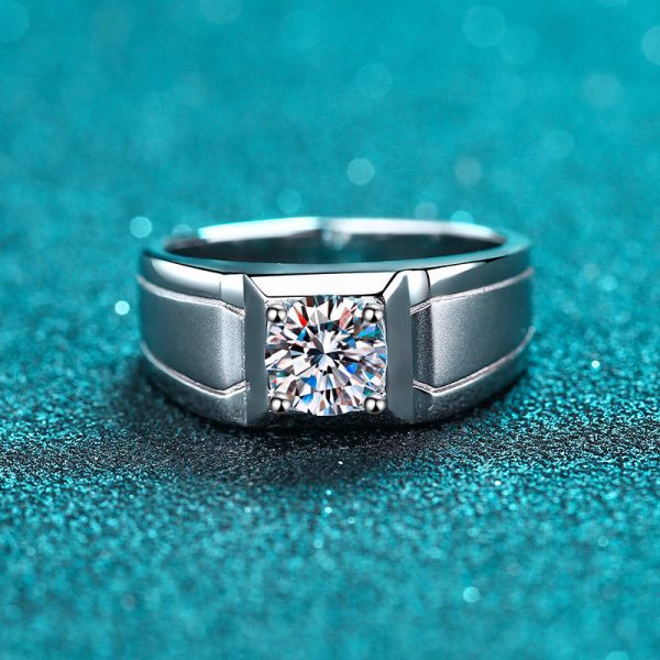 AZ433-J  1CT Princess Cut Moissanite Engagement Ring for Women Men Colorless Diamond Weddig Bands Sterling Silver Bridal Gift - Image 5