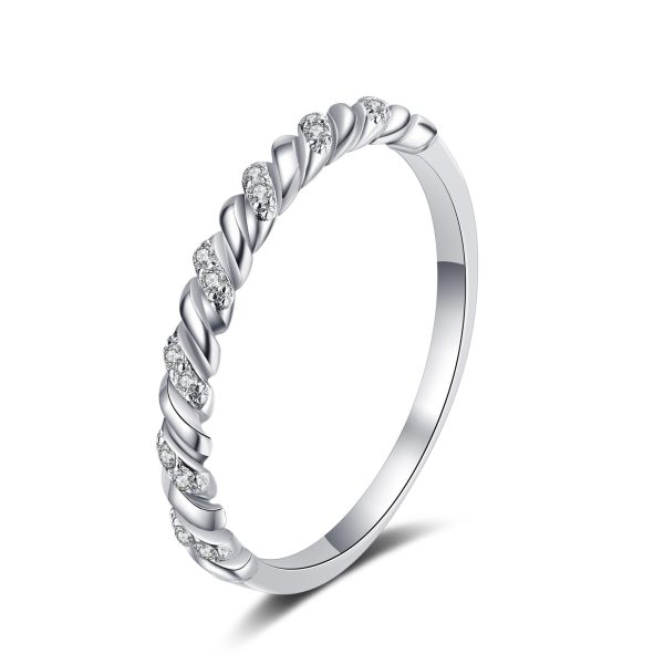 AZ458-J Moissanite S925 Silver Ring for Women Plated Pt950 Princess Diamond Cut Wedding Band Valentine's Day Gift Wholesale