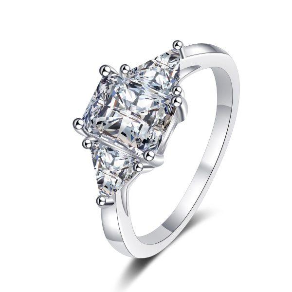 AZ538-J 925 Sterling Silver Classic Luxury 3 Carat Simulated Diamond Rings For Women Wedding Engagement Statement Fine Jewelry