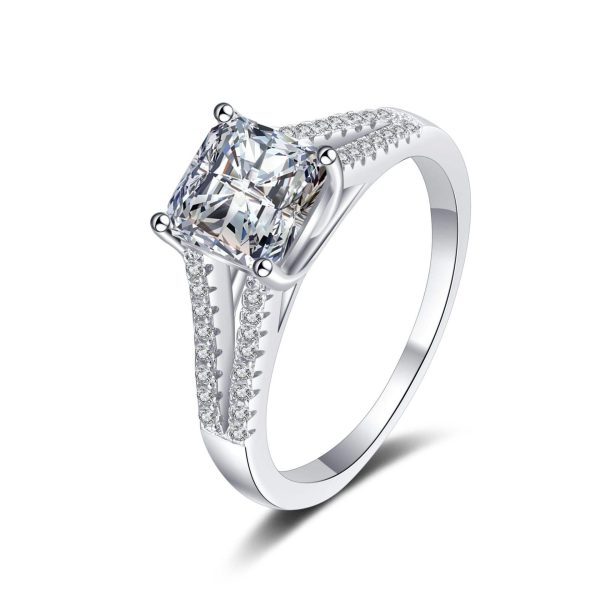 AZ550-J 18k White Gold Double Halo Platinum Pt950 Rings for Women with 2ct Moissanite Sparkle Fine Jewelry Gift