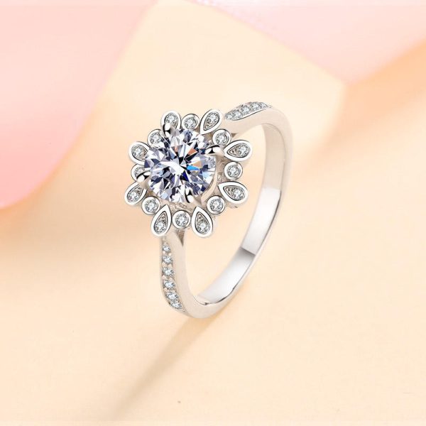 AZ349-J 1ct Real Moissanite Solitaire Ring for Women Cross Hollow Marriage Proposal Ring S925 Silver Jewelry Created Diamond Band - Image 3