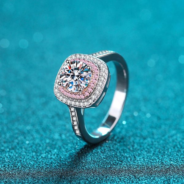 AZ407-J  CZ 925 Sterling Silver Shiny Moissanite Finger Ring Geometric Design For Women Girls Party Accessories Jewelry - Image 3