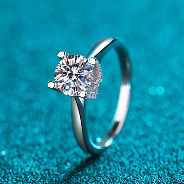 AZ268-J Quality Jewelry Four Claw Inlay PT950 Platinum Rings Moissanite VVS1 D Color 0.5/1CT Diamond Round Circular Pronged Women Ring - Image 3