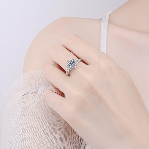 AZ273-J Original 925 Sterling Silver Ring Love Heart Wishbone Moon Sun Rings Crystal Rose Gold For Women Wedding Gift Luxury Jewelry - Image 2
