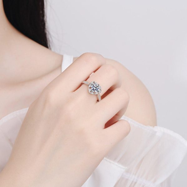 AZ352-J 1 carat  moissantie ring for Women wedding anniversary ring 100% 925 Sterling Silver Ring - Image 2