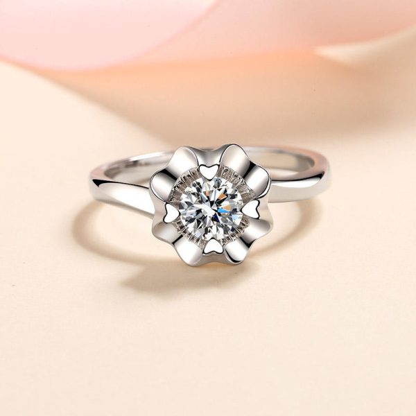 AZ394-J Designer Jewelry 18K White Gold Circular Bead Women Style VVS1 D Color 0.5Carat Round Moissanite Diamond Wedding Rings for Fiancee - Image 3
