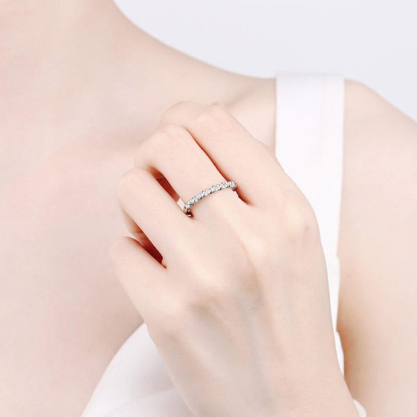 AZ458-J Moissanite S925 Silver Ring for Women Plated Pt950 Princess Diamond Cut Wedding Band Valentine's Day Gift Wholesale - Image 2