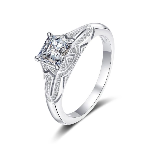 AZ539-J 2ct Square Shape Moissanite Ring for Charm Lady 925 Sterling Silver Luxury Wedding Ring  Fine Jewelry Wholesale Gift