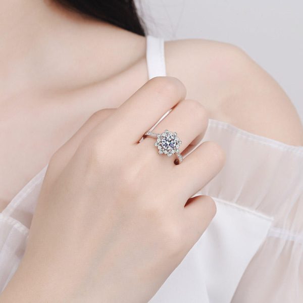 AZ349-J 1ct Real Moissanite Solitaire Ring for Women Cross Hollow Marriage Proposal Ring S925 Silver Jewelry Created Diamond Band - Image 2