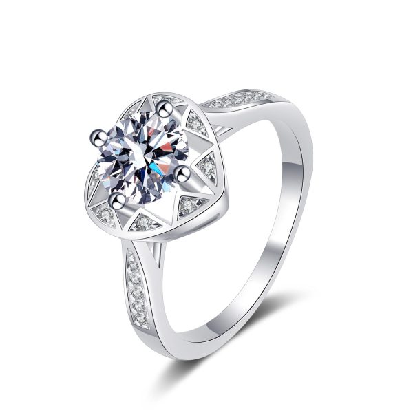 AZ352-J 1 carat  moissantie ring for Women wedding anniversary ring 100% 925 Sterling Silver Ring