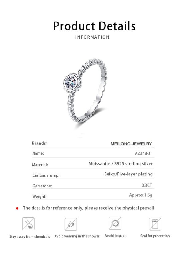 AZ348-J Oval Cut 0.3CT D Color lab Moissanite Rings for Women Lab Diamond Wedding Promise Band S925 Sterling Silver Jewelry GRA - Image 6