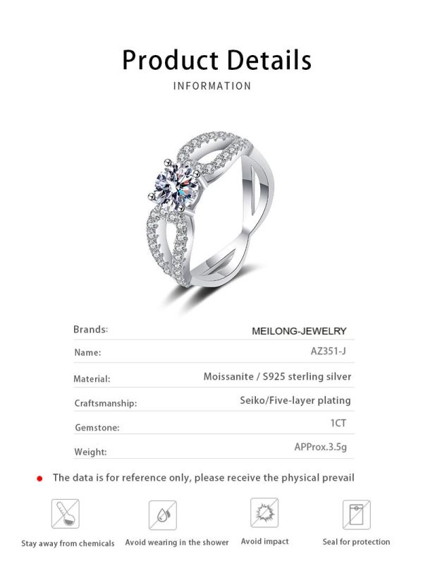 AZ351-J Lab Grown Diamond Women's Ring 925 Sterling Silver 1CT D VVS Diamond Mermaid Wedding Engagement Ring Anniversary Gift To Wife - Image 6