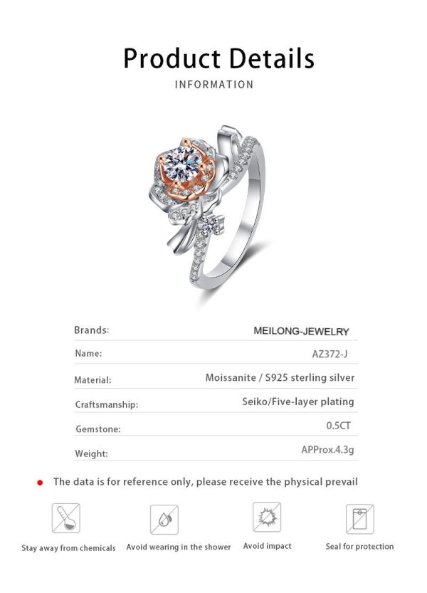 AZ372-J 925 Sterling Silver Ring Classic Sparkle Moissanite High Quality For Women Rings Wedding Fine Jewelry Accessories Party Gift - Image 6
