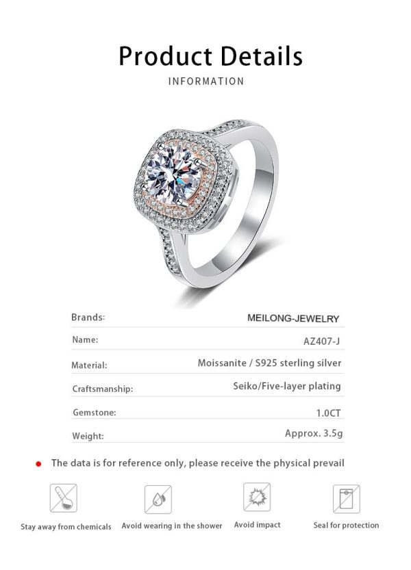 AZ407-J  CZ 925 Sterling Silver Shiny Moissanite Finger Ring Geometric Design For Women Girls Party Accessories Jewelry - Image 6