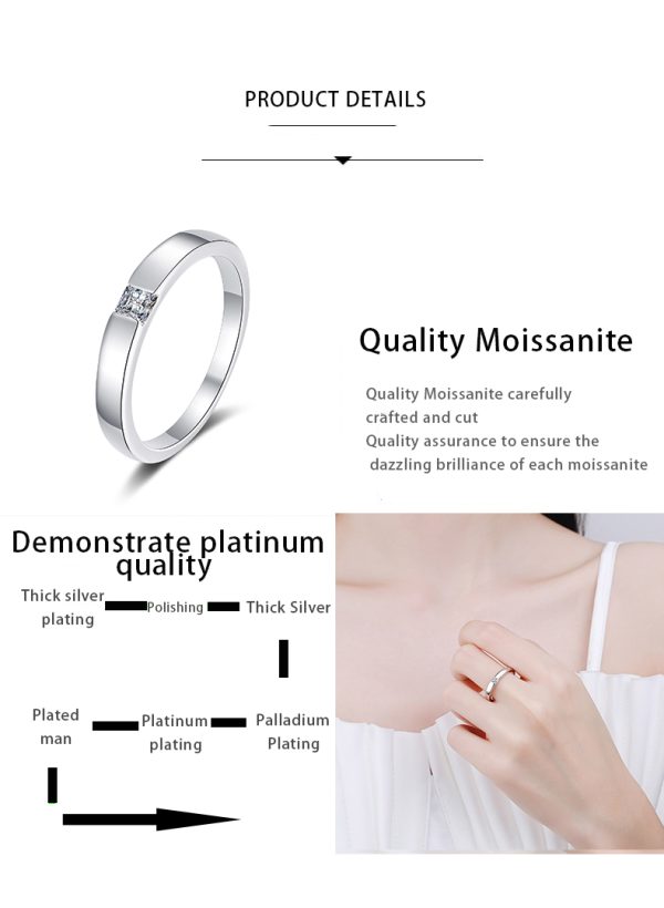 AZ531-J S925 Sterling Silver 0.3Ct Princess Cut Moissanite Ring Women's Stackable Wedding Band Bridal Jewelry 2025 - Image 7