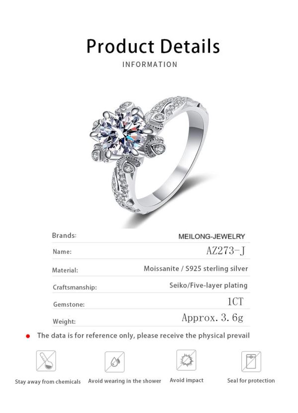 AZ273-J Original 925 Sterling Silver Ring Love Heart Wishbone Moon Sun Rings Crystal Rose Gold For Women Wedding Gift Luxury Jewelry - Image 6