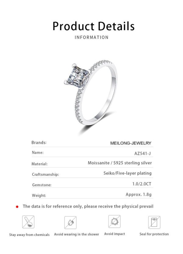 AZ541-J 3Ct Modian 2021 925 Sterling Silver Ring Clear Six claw Moissanite Fashion Wedding Engagement Classic Jewelry For Women - Image 6