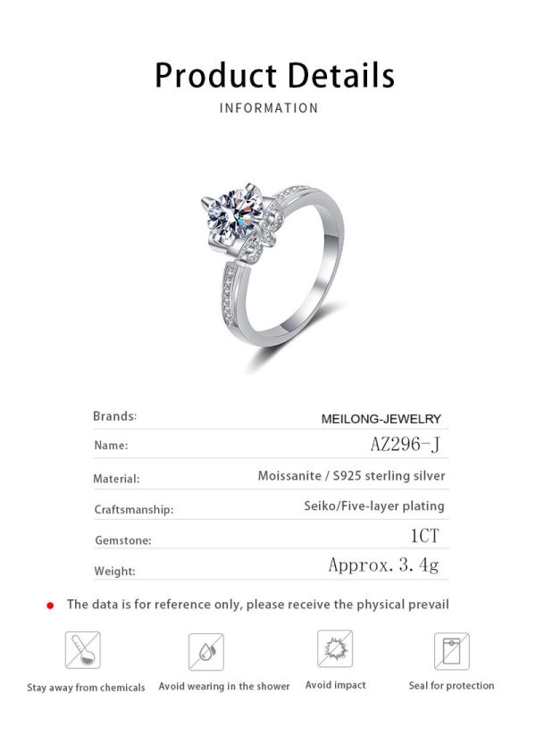 AZ296-J Luxury PT950 Platinum Women and Women Couple Ring Brilliant D Color Total 1Ct Moissanite Diamond Valentine's Day Unisex Rings - Image 6