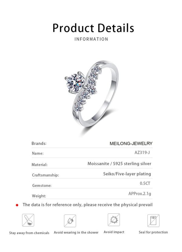 AZ319-J 0.5ct Moissanite Rings Genuine 18K Gold for Women  Fine Jewelry Au750 Diamond Ring Wedding Anniversary Engagement Gift - Image 6