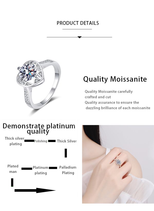 AZ352-J 1 carat  moissantie ring for Women wedding anniversary ring 100% 925 Sterling Silver Ring - Image 7