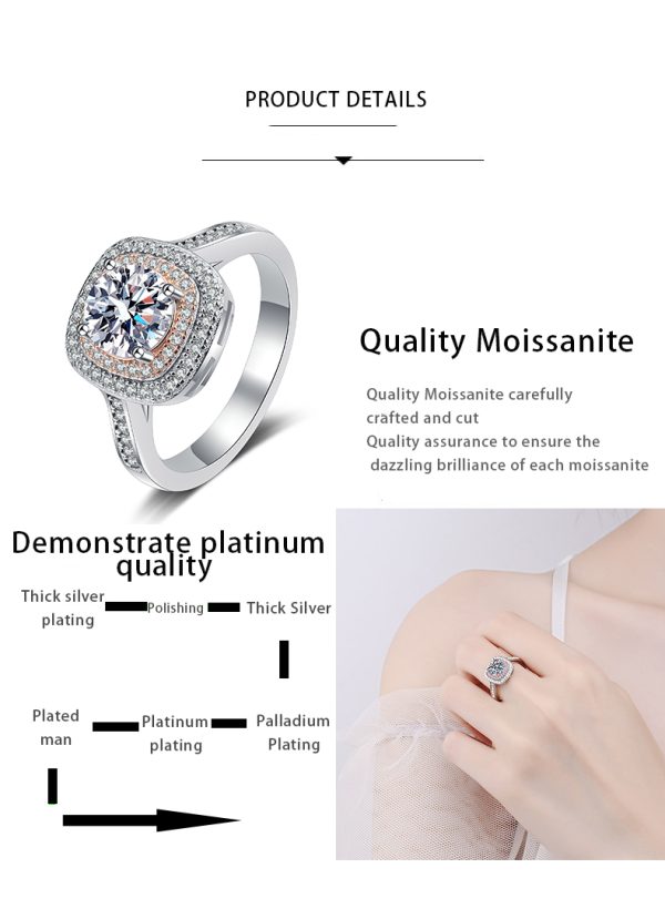 AZ407-J  CZ 925 Sterling Silver Shiny Moissanite Finger Ring Geometric Design For Women Girls Party Accessories Jewelry - Image 7