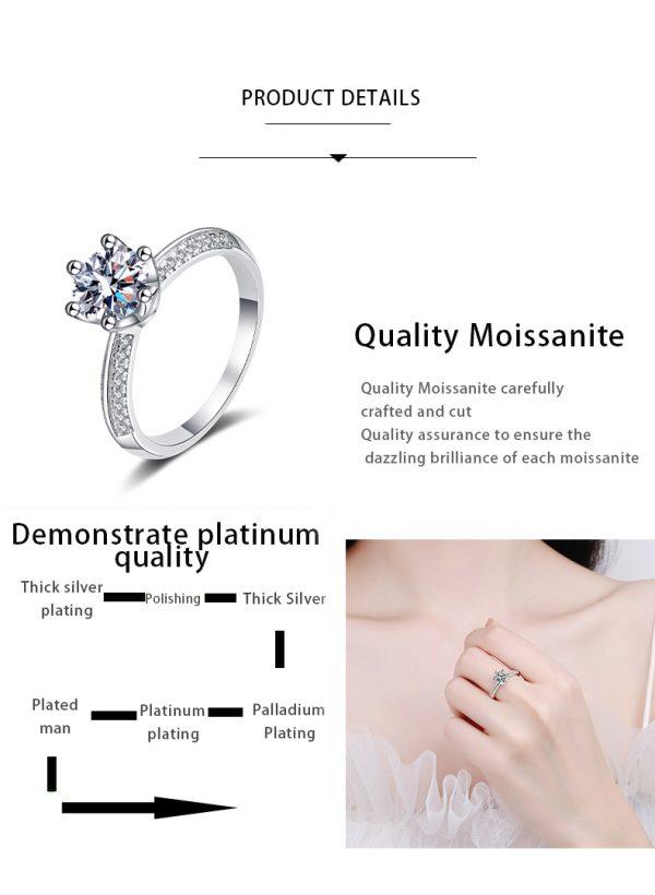 AZ420-J Twisted Buckle Single Row Platinum Rings for Women, Cluster Crown Single Pt950 Fine Jewelry Moissanite Ring Lady GRA Certified - Image 7