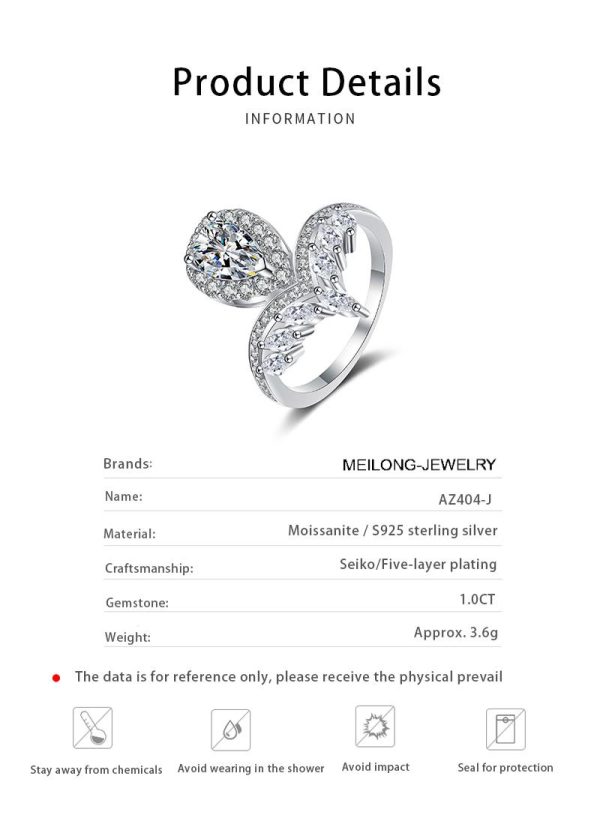 AZ421-J 0.5CT Moissanite Eternal Ring for Women S925 Pure Silver Plated 18K White Gold Laboratory Diamond Fashion Jewelry - Image 8