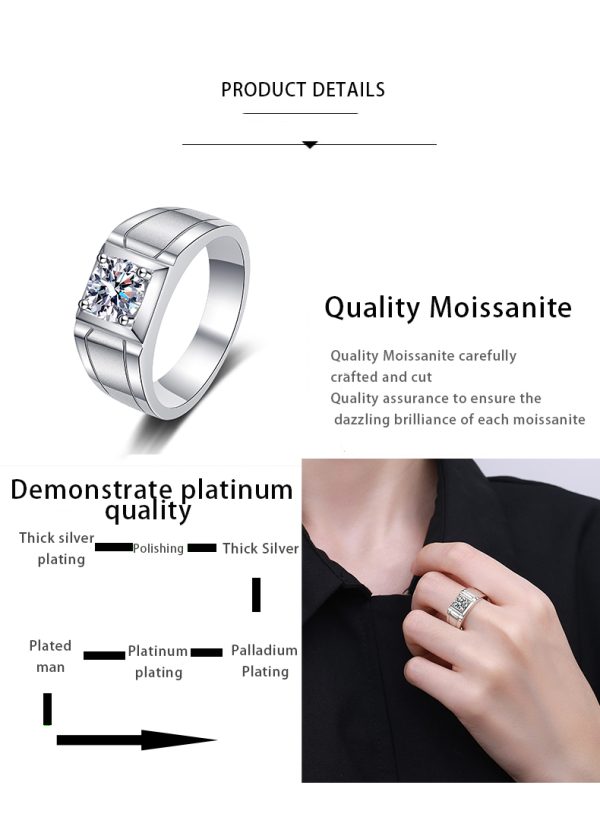 AZ433-J  1CT Princess Cut Moissanite Engagement Ring for Women Men Colorless Diamond Weddig Bands Sterling Silver Bridal Gift - Image 7