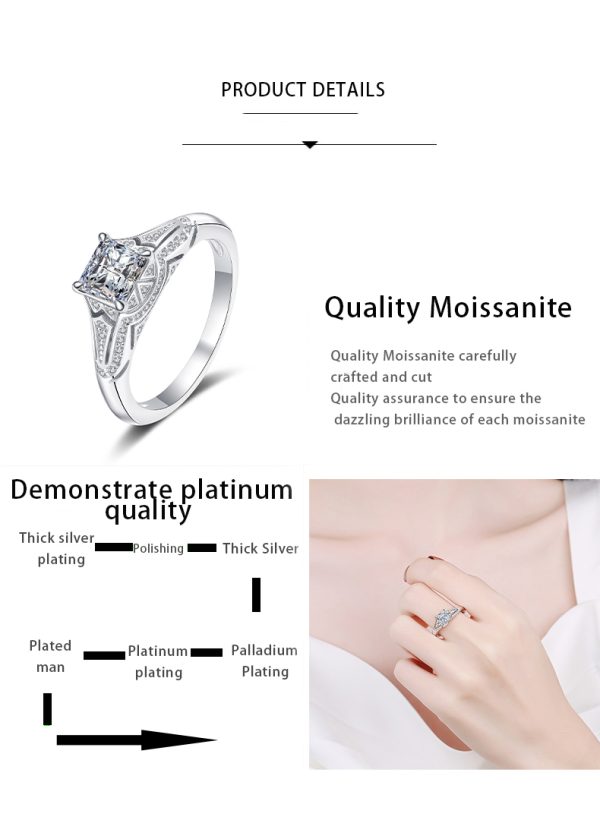 AZ539-J 2ct Square Shape Moissanite Ring for Charm Lady 925 Sterling Silver Luxury Wedding Ring  Fine Jewelry Wholesale Gift - Image 7