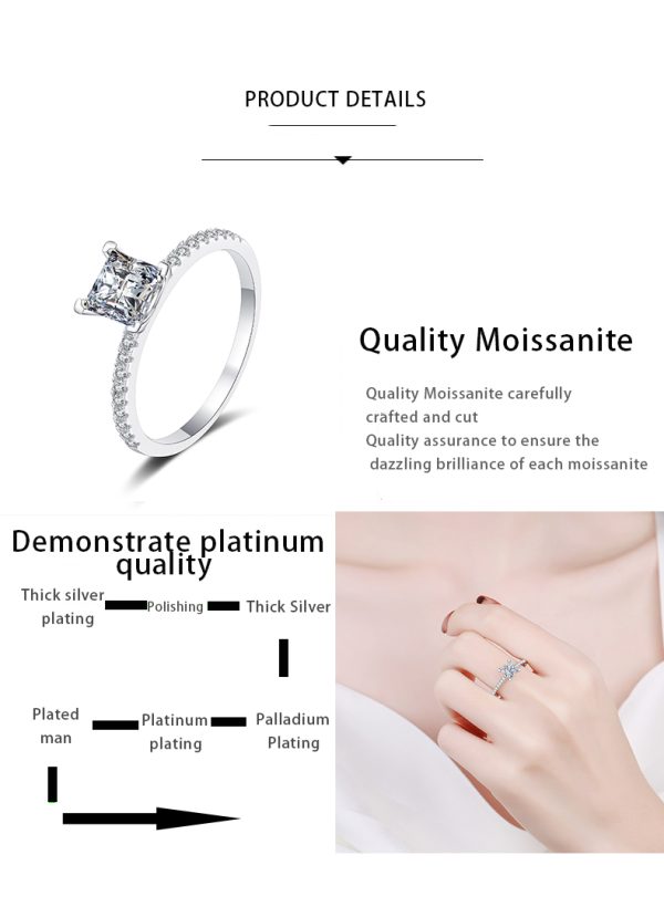 AZ541-J 3Ct Modian 2021 925 Sterling Silver Ring Clear Six claw Moissanite Fashion Wedding Engagement Classic Jewelry For Women - Image 7