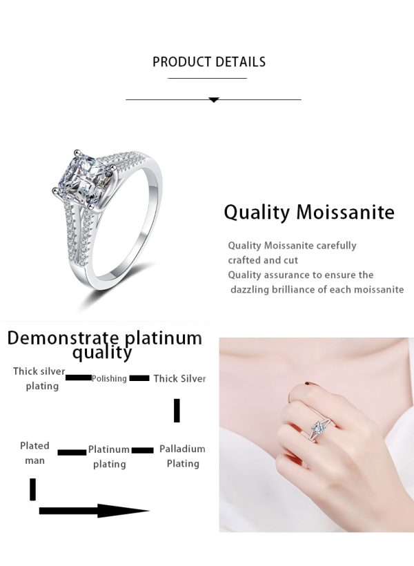 AZ550-J 18k White Gold Double Halo Platinum Pt950 Rings for Women with 2ct Moissanite Sparkle Fine Jewelry Gift - Image 7