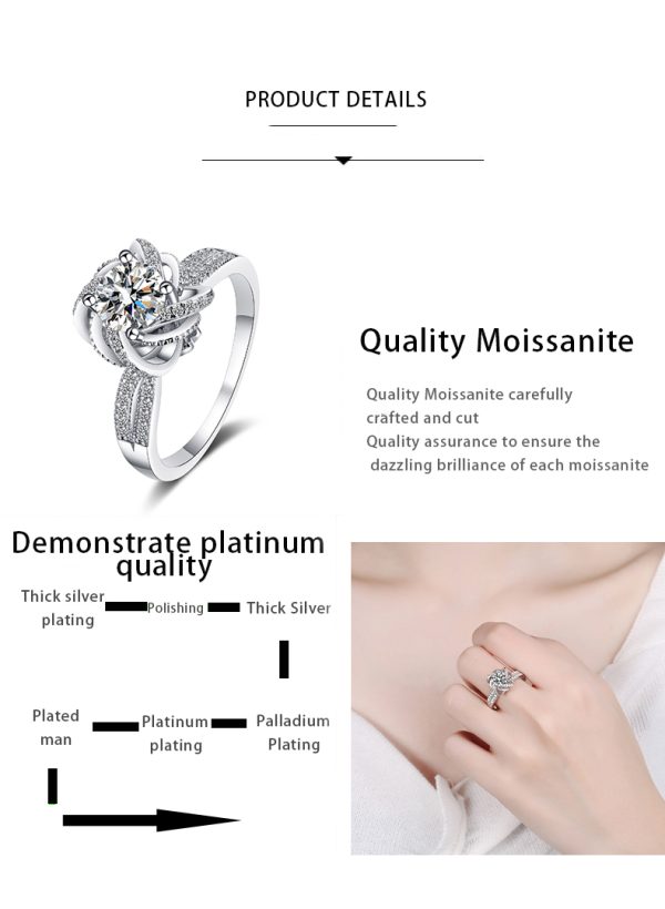 AZ280-J S925 Silver Moissanite Rings D Class 2 Carat Retro White Personality Women Ring Jewelry Accessories - Image 7