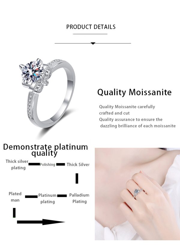AZ296-J Luxury PT950 Platinum Women and Women Couple Ring Brilliant D Color Total 1Ct Moissanite Diamond Valentine's Day Unisex Rings - Image 7