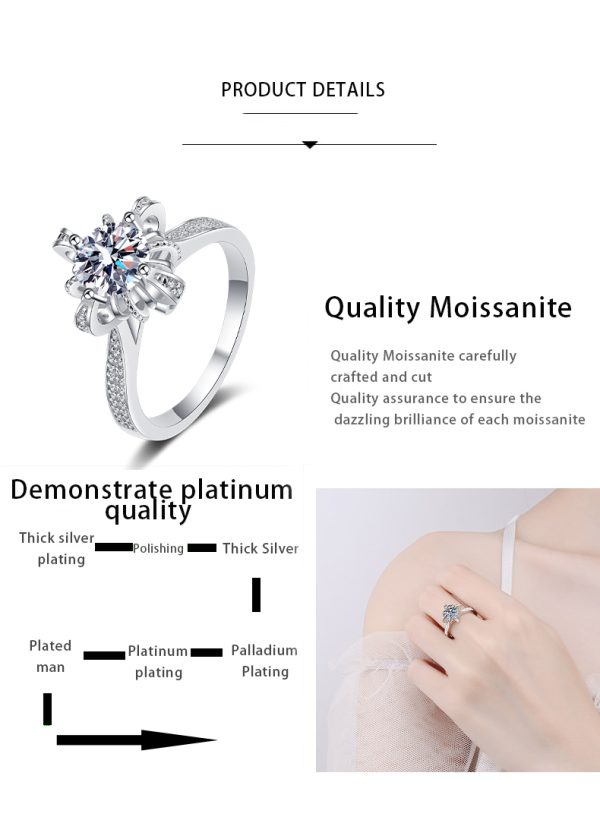 AZ251-J  GRA Certified 1CT Real Moissanite Ring for Woman 925 Sliver Engagement Promise Wedding Band Fine Jewelry Drop Shipping - Image 6