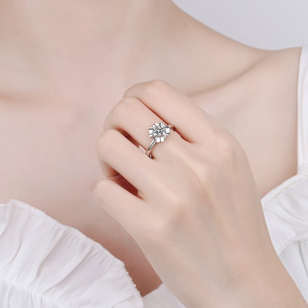 AZ394-J Designer Jewelry 18K White Gold Circular Bead Women Style VVS1 D Color 0.5Carat Round Moissanite Diamond Wedding Rings for Fiancee - Image 2