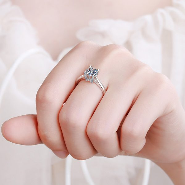 AZ268-J Quality Jewelry Four Claw Inlay PT950 Platinum Rings Moissanite VVS1 D Color 0.5/1CT Diamond Round Circular Pronged Women Ring - Image 2